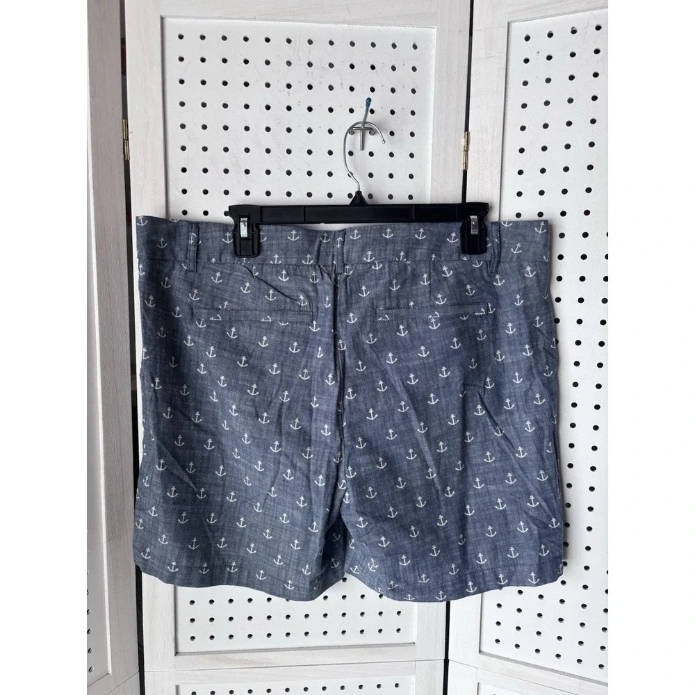 NWT Hatley Chambray Women's Shorts‎ Sz 14 Anchor Print Nautical Beachy